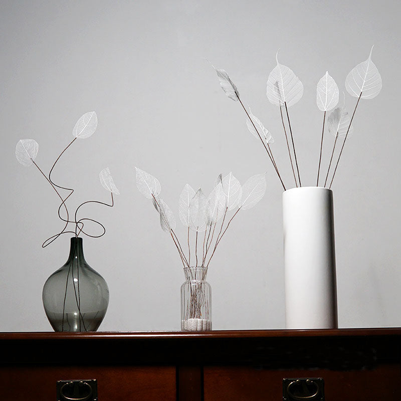 Home Decoration Lucency Leaves Natural Leaf Vein Immortal Artificial Flowers Wedding Table Decoration Wire Stem