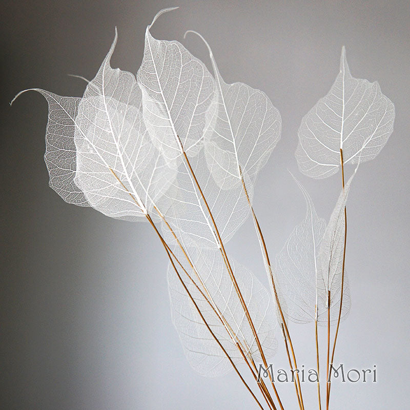 Home Decoration Lucency Leaves Natural Leaf Vein Immortal Artificial Flowers Wedding Table Decoration Wire Stem