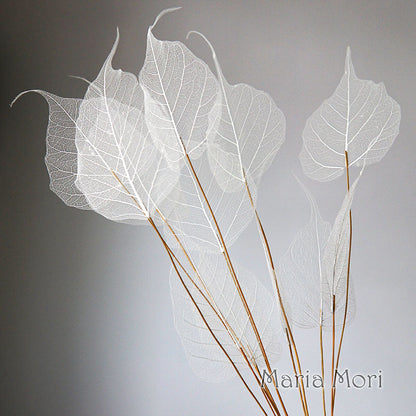 Home Decoration Lucency Leaf Artificial Flowers | Natural Vein Immortal Flowers | Wedding Table Decor with Wire Stem