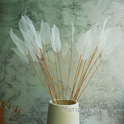 Home Decoration Lucency Leaf Artificial Flowers | Natural Vein Immortal Flowers | Wedding Table Decor with Wire Stem
