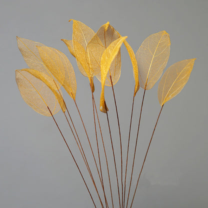 Home Decoration Lucency Leaf Artificial Flowers | Natural Vein Immortal Flowers | Wedding Table Decor with Wire Stem