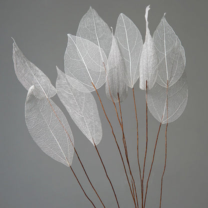 Home Decoration Lucency Leaf Artificial Flowers | Natural Vein Immortal Flowers | Wedding Table Decor with Wire Stem