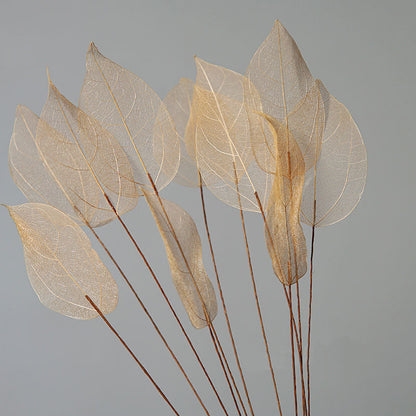 Home Decoration Lucency Leaf Artificial Flowers | Natural Vein Immortal Flowers | Wedding Table Decor with Wire Stem