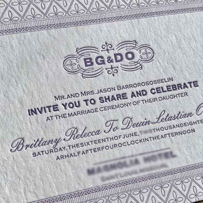 Premium Bespoke Wedding Invitation Card, Personalized Embossed Floral Custom Wedding Stationery Luxury Invitation Card