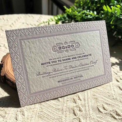 Premium Bespoke Wedding Invitation Card, Personalized Embossed Floral Custom Wedding Stationery Luxury Invitation Card