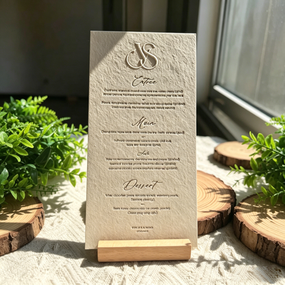 Luxury Letterpress Embossed Custom Wedding Menus | Elegant Custom Table Setting Stationery