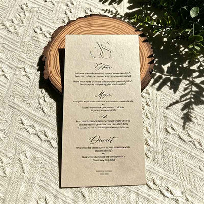Luxury Letterpress Embossed Custom Wedding Menus | Elegant Custom Table Setting Stationery