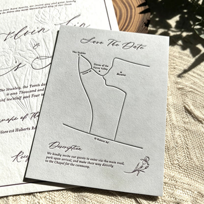 Minimalist Floral Custom Wedding Invitation Card, Bespoke Personalized Paper Card For Wedding Ceremony