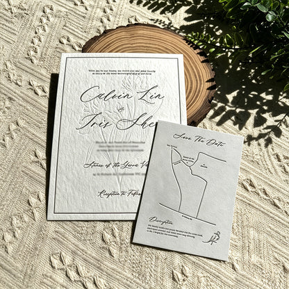 Minimalist Floral Custom Wedding Invitation Card, Bespoke Personalized Paper Card For Wedding Ceremony