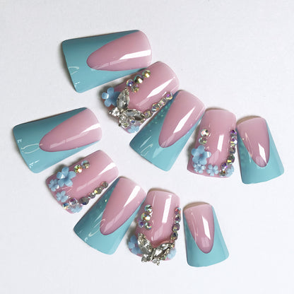 24-piece romantic manicure, flower element wearable nails, dreamy press-on nails