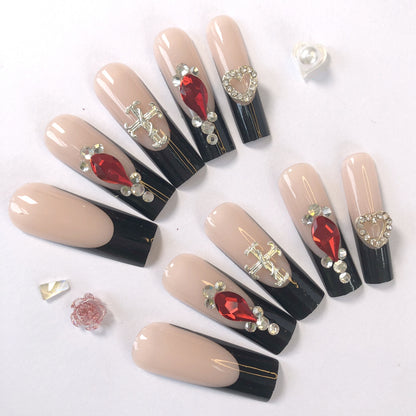24-Piece Gothic Red Diamonds | Cross Charms & Bloodstone Effect