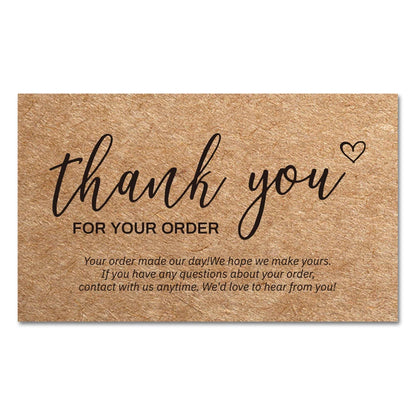 30pcs Natural Kraft Paper Thank You Card Enterprise Store Business Thank You Order Card Wholesale Custom Gift Decoration Card