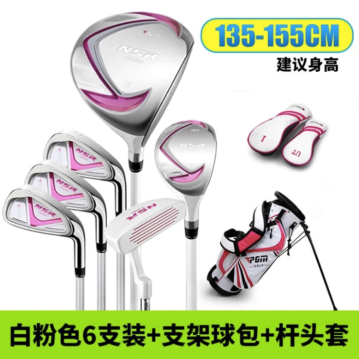 PGM Kids Golf NSR Clubs Set Left/Right Handed Stainless Steel 135-155cm Children Beginners Practice 6pcs Pole with Bag JRTG006