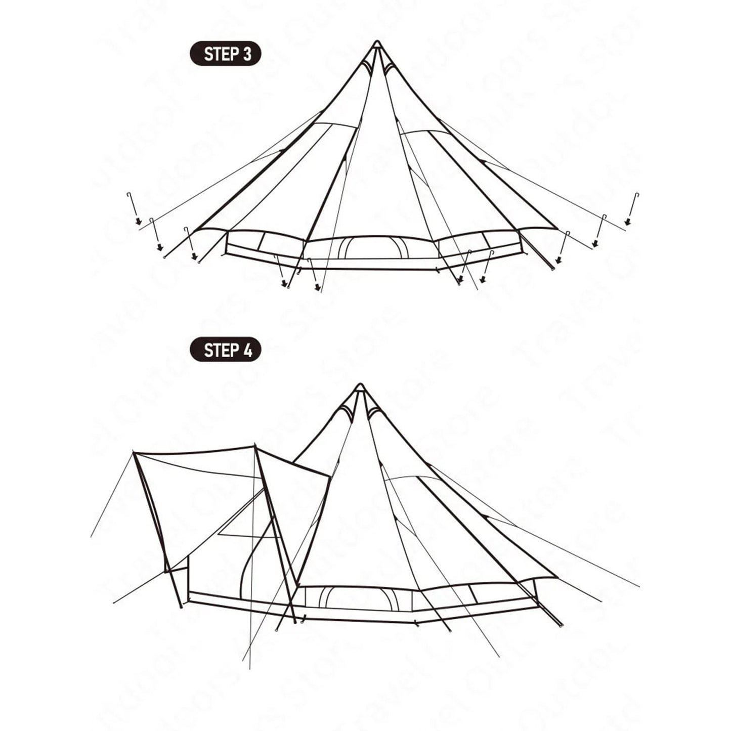 3-4 PERSON TENT 20㎡ Large Camping Tent | Tribal Pyramid Tent | Outdoor Windproof Family Tent Luxury Canopy