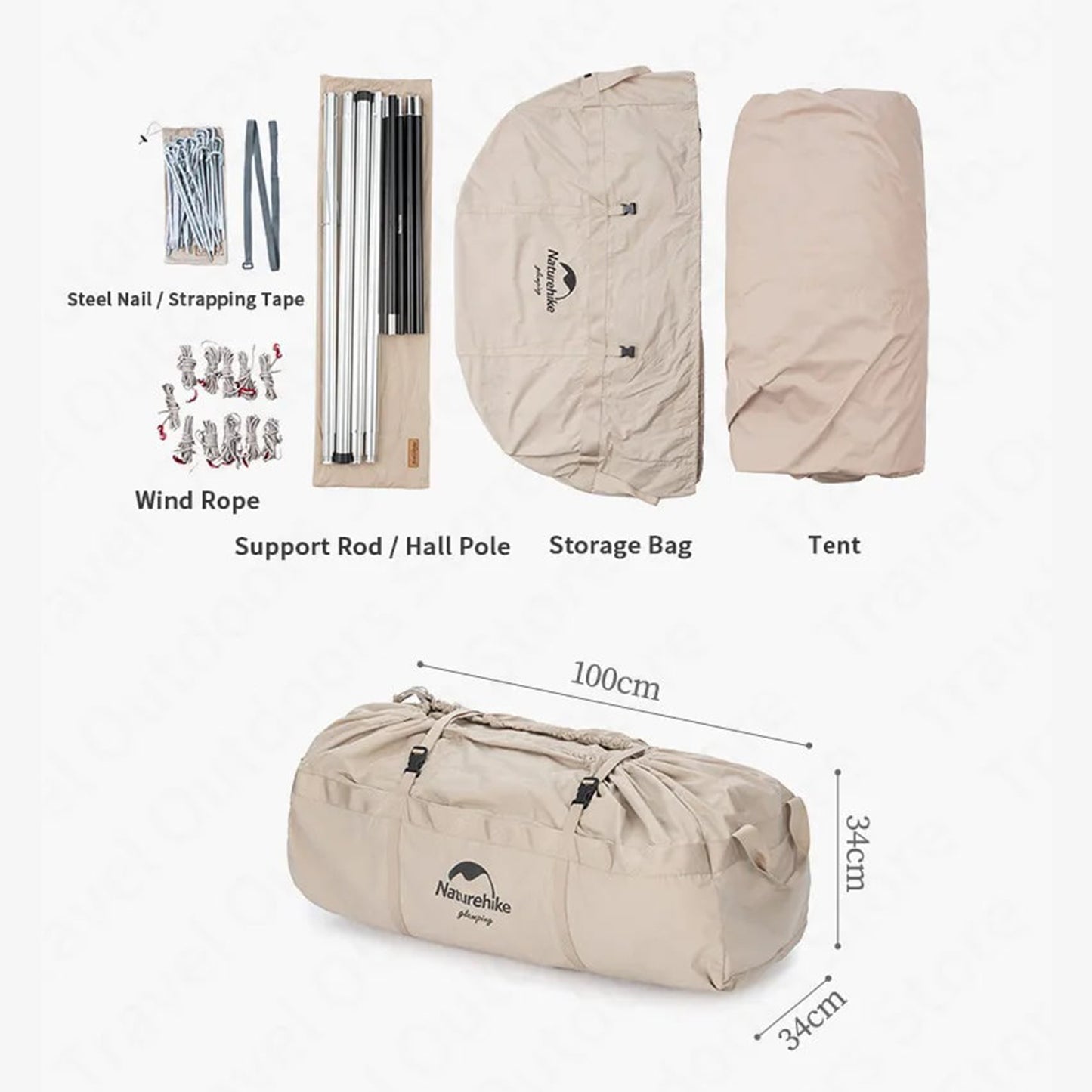 3-4 PERSON TENT 20㎡ Large Camping Tent | Tribal Pyramid Tent | Outdoor Windproof Family Tent Luxury Canopy