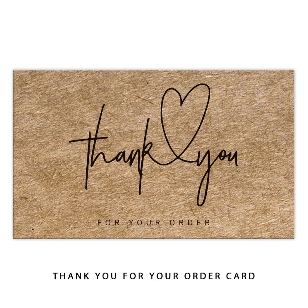 30pcs Natural Kraft Paper Thank You Card Enterprise Store Business Thank You Order Card Wholesale Custom Gift Decoration Card