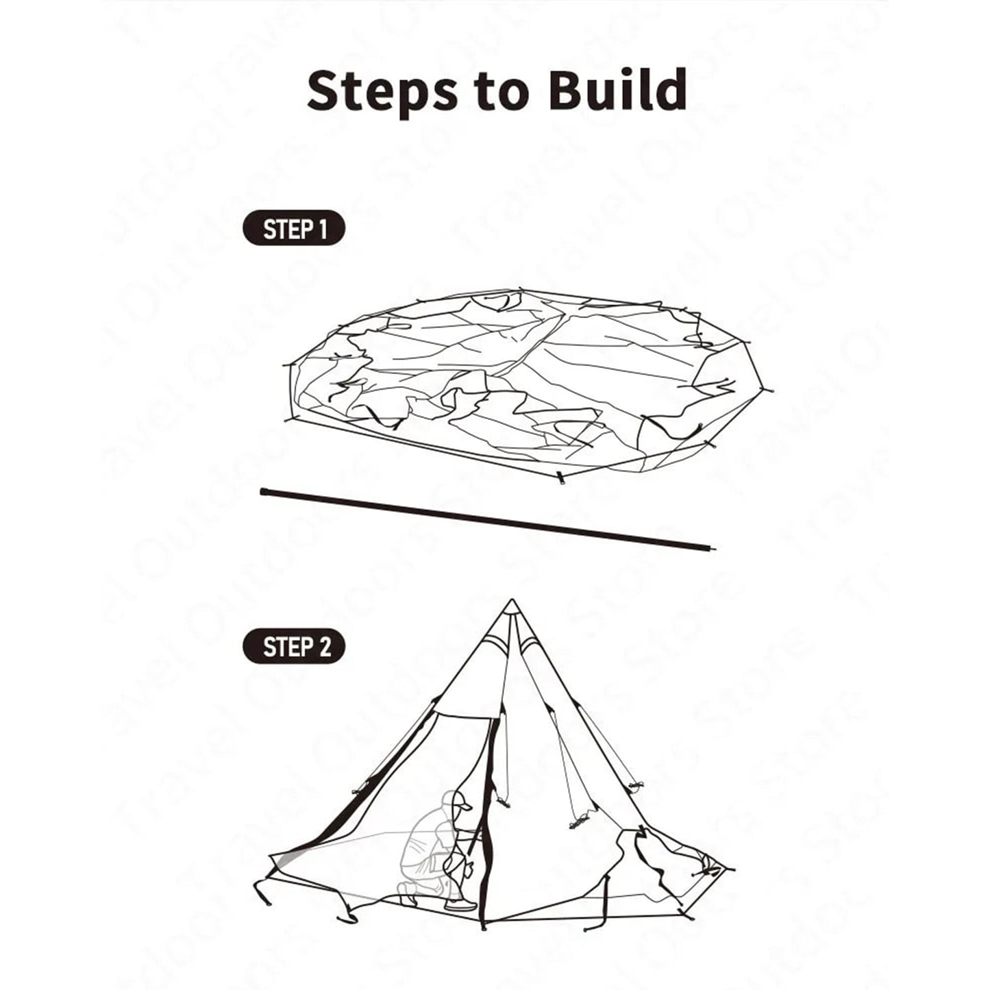 3-4 PERSON TENT 20㎡ Large Camping Tent | Tribal Pyramid Tent | Outdoor Windproof Family Tent Luxury Canopy