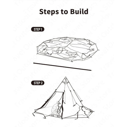 3-4 People Tent 20㎡ Large Camping Tent | Tribal Pyramid Tent | Outdoor Windproof Family Tent Luxury Canopy