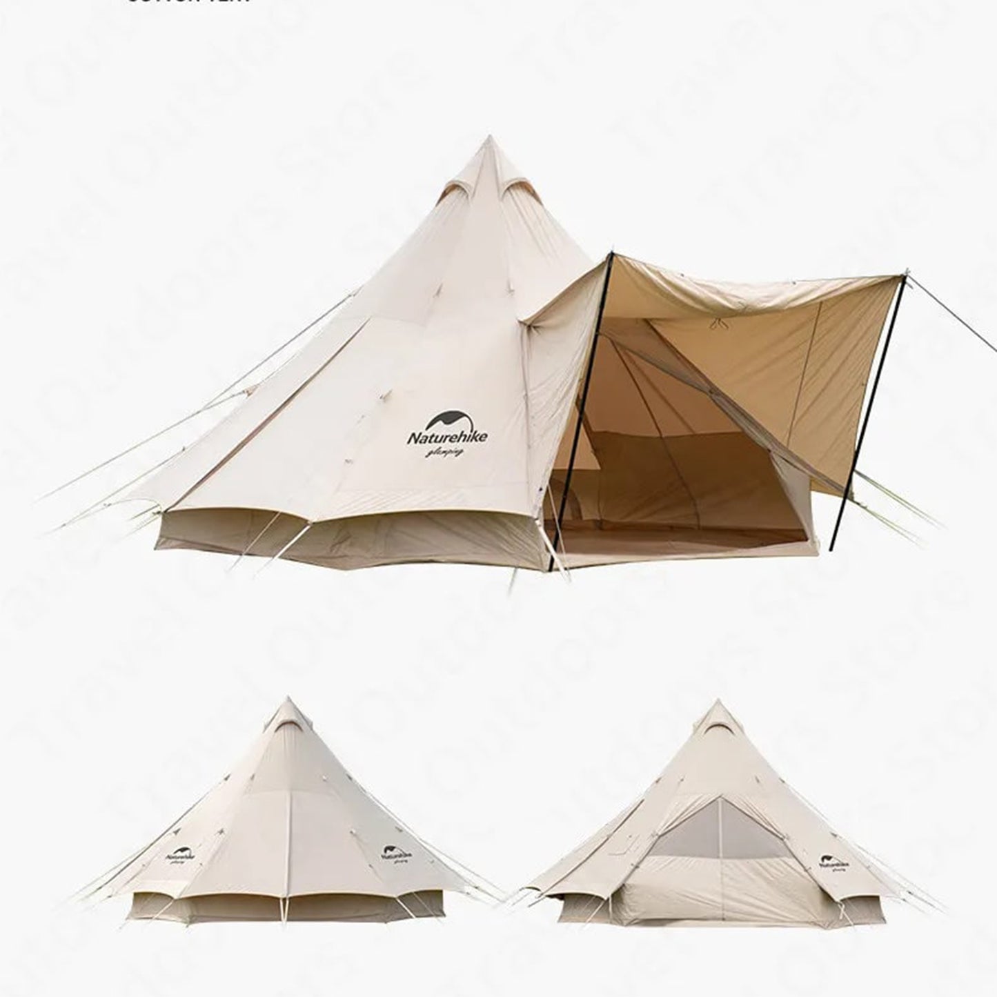 3-4 PERSON TENT 20㎡ Large Camping Tent | Tribal Pyramid Tent | Outdoor Windproof Family Tent Luxury Canopy