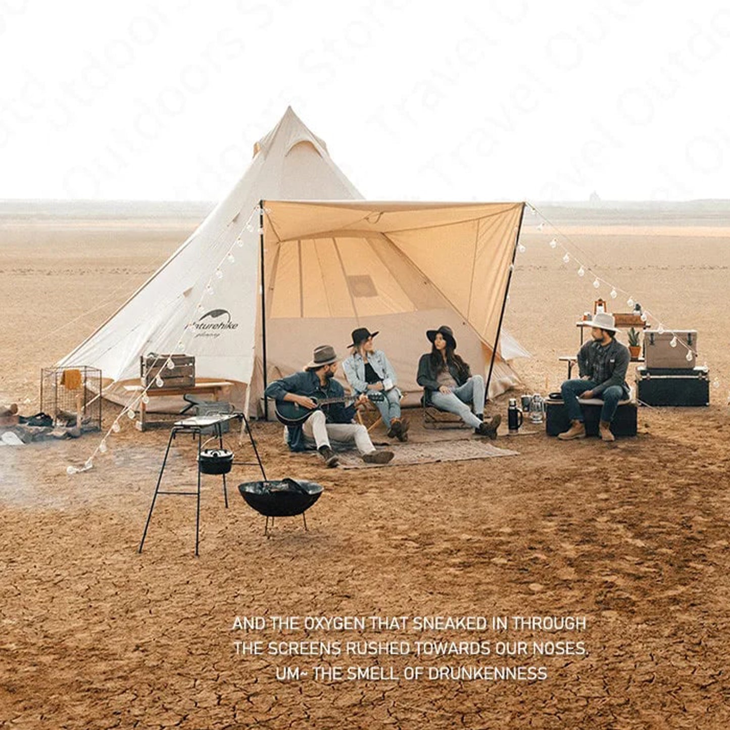 3-4 PERSON TENT 20㎡ Large Camping Tent | Tribal Pyramid Tent | Outdoor Windproof Family Tent Luxury Canopy