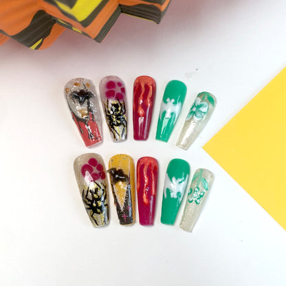 Super Cool Halloween Colorful Personalized Wearable Nails | Spooky Trendy Nail Art