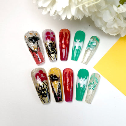 Super Cool Halloween Colorful Personalized Wearable Nails | Spooky Trendy Nail Art