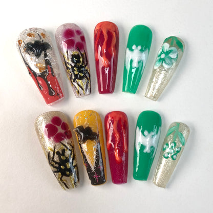 Super Cool Halloween Colorful Personalized Wearable Nails | Spooky Trendy Nail Art