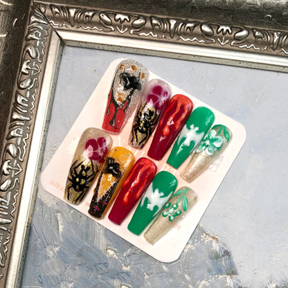 Super Cool Halloween Colorful Personalized Wearable Nails | Spooky Trendy Nail Art