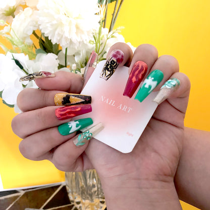 Super Cool Halloween Colorful Personalized Wearable Nails | Spooky Trendy Nail Art