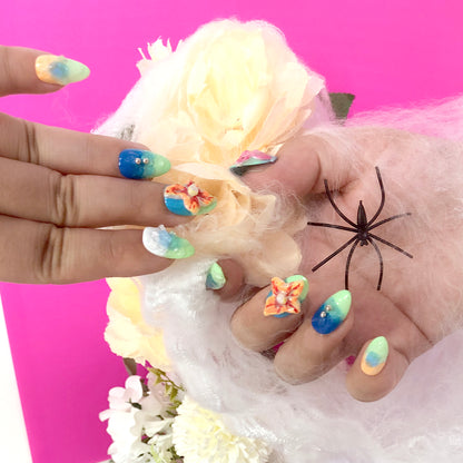 3D Flower and Butterfly Nail Art Stickers, Fresh Gradient Art