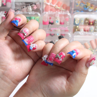 Independence Day Themed Handmade Wearable Nails | Factory Direct Sales Shiny Decor False Nails