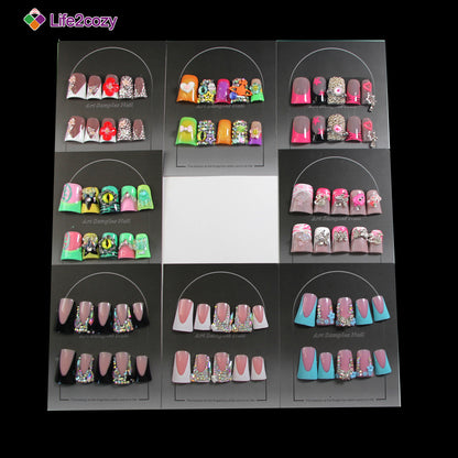 8-piece Set Mixed Style 3D Rhinestone & Charm Press On Nails Set - Reusable Artificial Fake Nails for Daily & Party Wear