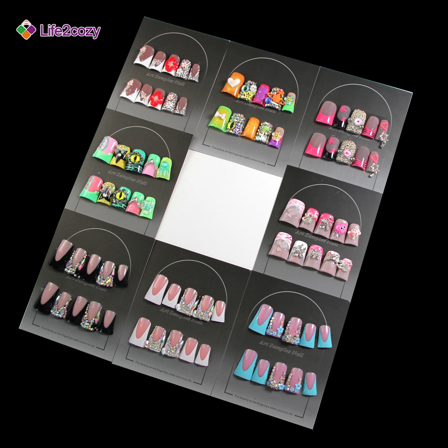 8-piece short duckbill handmade nail art, artistic wearable nails, whitening short nails, finished nail pieces