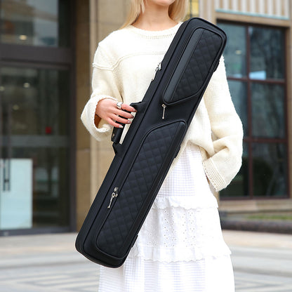 7-Hole 1/2 Billiard Cue Bag, Portable Oxford Cloth Cue Case with Leather Trim for Big Head Cues