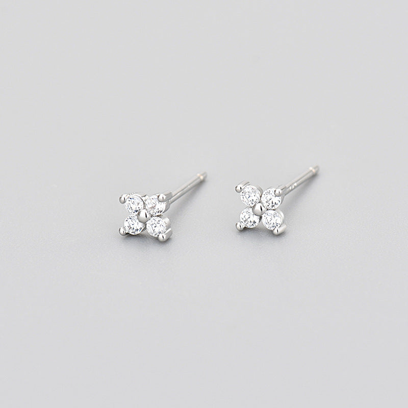 Sterling Silver Clover Mini Stud Earrings For Fashion Women's Party Popular Fine charming Jewelry Cute Accessories