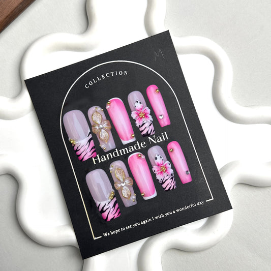 European & American Pure Handmade Wearable Nails | Fantasy Angel 3D Flower Hand-Crafted Nail Art | Nail Tips