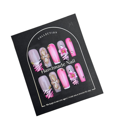 European & American Pure Handmade Wearable Nails | Fantasy Angel 3D Flower Hand-Crafted Nail Art | Nail Tips