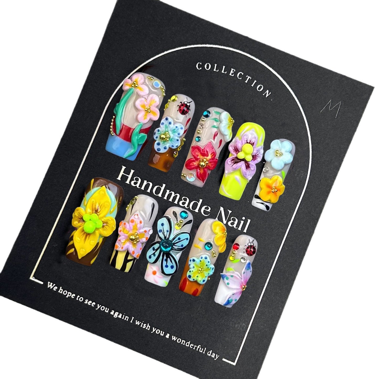Handmade Wearable Nails • High-End Spring-Summer Nail Tips   Trendy Fashion • European-American Ins Style • TK Style • Long Length