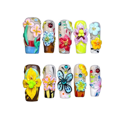 Handmade Wearable Nails | High-End Spring-Summer Long Nail Tips | European-American Ins & TK Trendy Style