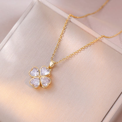 Fashion Lucky Simple Four Leaf Clover For Women Girls Exquisite Elegant Pendant Necklace Temperament Jewelry Gifts