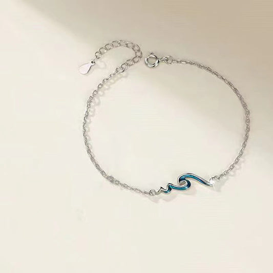 Fashion Blue Wave Geometry Bracelet Charm Women's Bracelet Travel Beach Party Exquisite Jewelry Birthday Gift