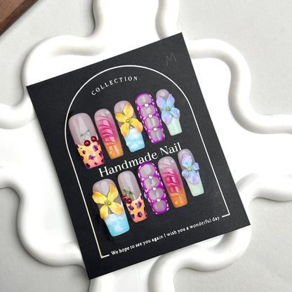 Handmade Nail Art | European-American 3D Carved French Tips | Autumn Winter Butterfly Wearable Nails