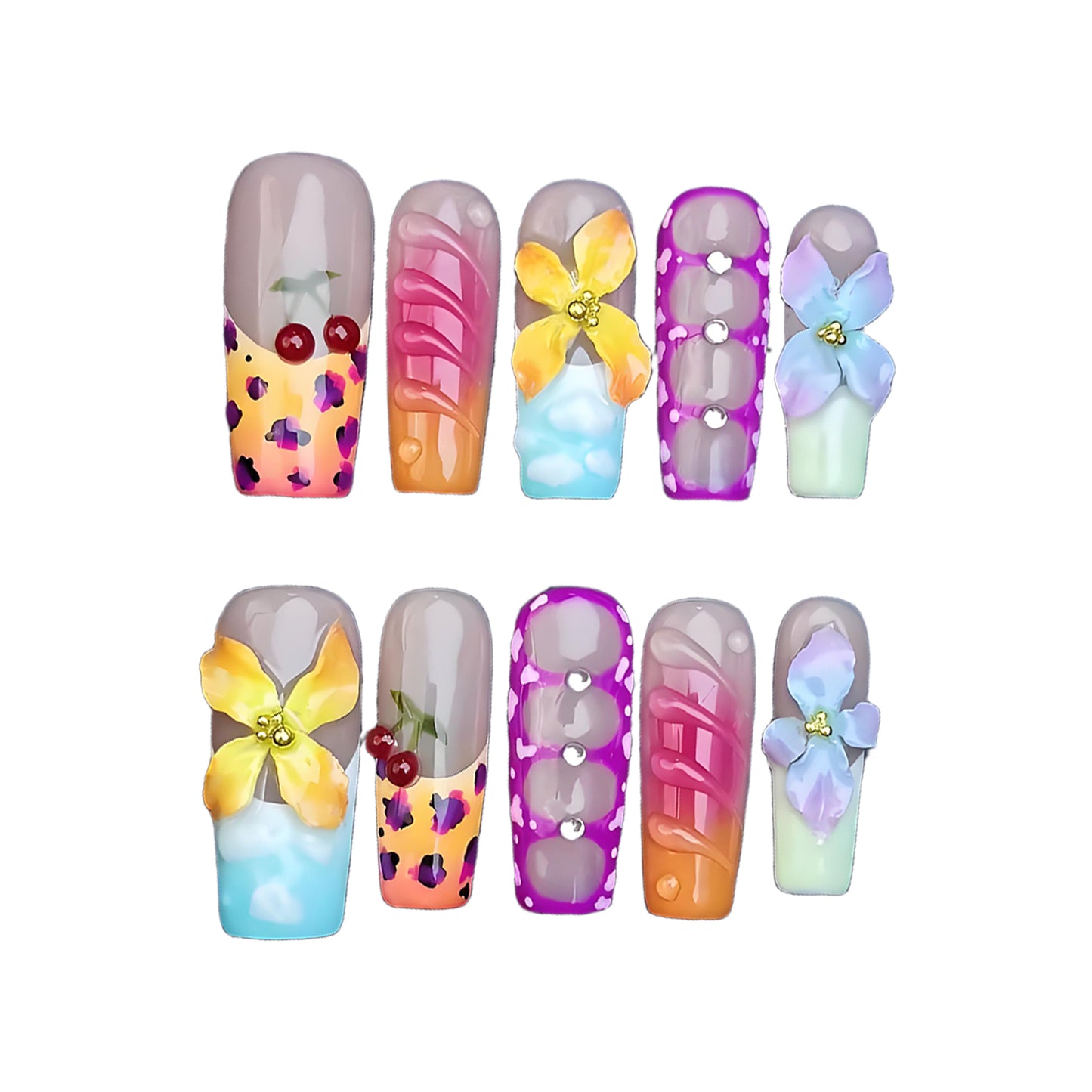 Handmade Nail Art European and American 3D Carved Nail Art French Tips Brightening Autumn Winter Small Butterfly Handmade Wearable Nails