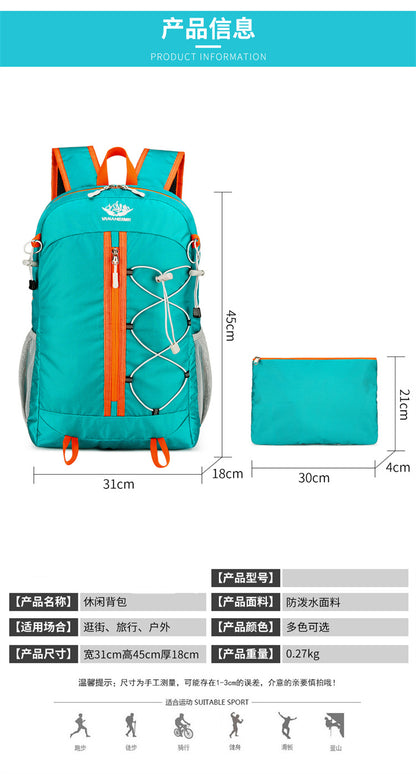 Ultra Lightweight Foldable Large Capacity Oxford Cloth Backpack, Multi-functional Casual Outdoor Hiking Backpack