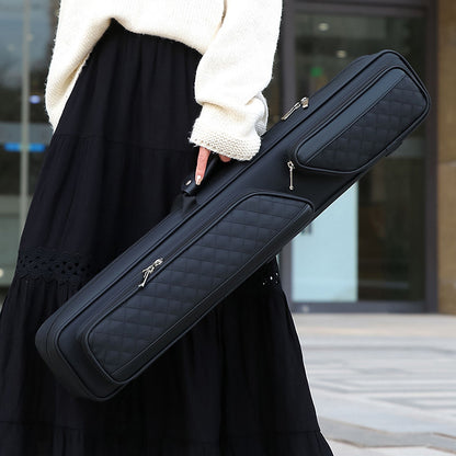 7-Hole 1/2 Billiard Cue Bag, Portable Oxford Cloth Cue Case with Leather Trim for Big Head Cues