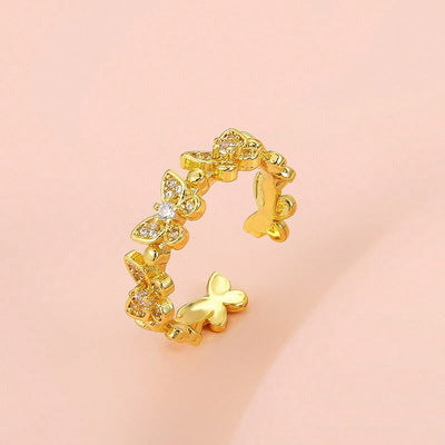 Fashion Simple Mini Open Rings for Women Gold Plated Star Butterfly Adjustable Ring Gorgeous Delicate Jewelry