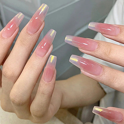 24 - Piece Pink Gradient Artistic Wearable Nail Art Removable Nail Stickers Handmade Nails