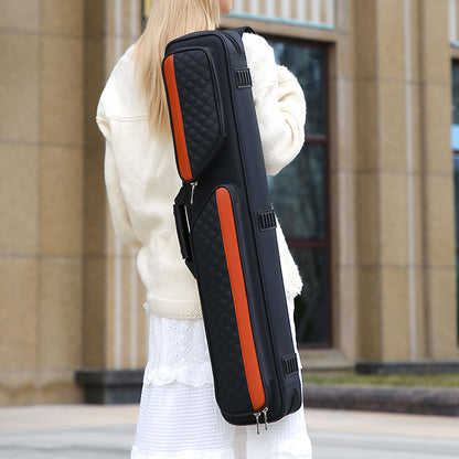 7-Hole 1/2 Billiard Cue Bag, Portable Oxford Cloth Cue Case with Leather Trim for Big Head Cues