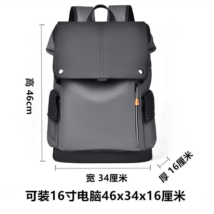 跨境新款商务背包男士双肩包大容量旅行电脑包工装机能包潮流PU皮