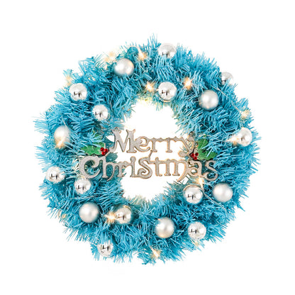 Blue Artificial Christmas Wreath Merry Christmas Signs and Balls festival Decoration Door Wall Hanging individuality Wreath